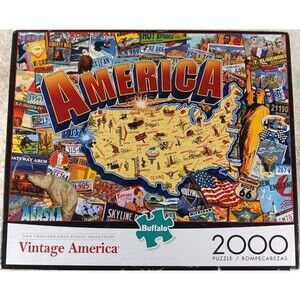 America Vintage America 2000 Piece Jigsaw Puzzle with Poster by Buffalo